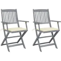 vidaXL Chaises de jardin pliantes 2 pièces avec coussin en bois massif d'acacia
