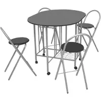 vidaXL Table de salle à manger pliante cinq pièces MDF noir