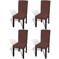 vidaXL Housse de chaise droite extensible 4 pcs marron