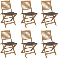 vidaXL Chaises de jardin pliantes 6 pièces avec coussins en bois massif d'acacia