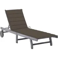 vidaXL Chaise longue avec support Gris acacia bois massif