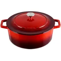 Moa Casserole en fonte - Capacité 7,2 litres - 30CM - Ronde - Toutes sources de chaleur - Egalement pour induction - Poids 7,3 kg - Rouge cerise - C30CB