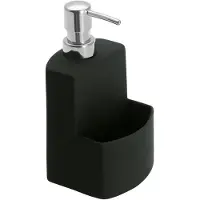 Wenko Distributeur rechargeable de liquide vaisselle avec porte éponge noir
