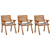 vidaXL Chaises de jardin avec coussins 3 pcs. Bois massif acacia