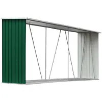 vidaXL Abri de stockage de bois Acier galvanisé 330x84x152 cm Vert