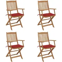vidaXL Chaises de jardin pliantes 4 pièces avec coussins en bois massif d'acacia