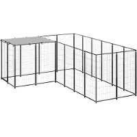 vidaXL Chenil noir 4,84 m² Acier