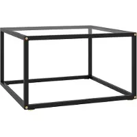 vidaXL Table d'appoint noire avec verre trempé 60x60x35 cm
