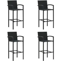 vidaXL Tabouret de bar 4 pcs. noir poly rotin