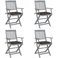 vidaXL Chaises de jardin pliantes 4 pièces avec coussins en bois massif d'acacia