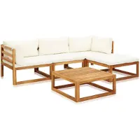 vidaXL Salon de jardin 5 pcs avec coussins Bois d'acacia solide