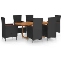 vidaXL Ensemble de jardin 7 pièces Poly rotin noir