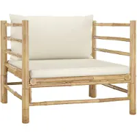 vidaXL Canapé de jardin avec coussins blanc crème Bambou