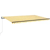 vidaXL Store automatique avec LED & capteur de vent 500x350 cm Jaune/Blanc