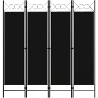 vidaXL Cloison de séparation 4 panneaux Noir 160 x 180 cm