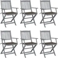 vidaXL Chaises de jardin pliantes 6 pièces avec coussin en bois massif d'acacia