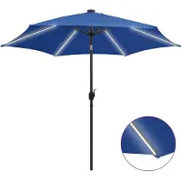 vidaXL Parasol avec éclairage LED et mât en aluminium 300 cm bleu azur
