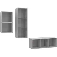 vidaXL Ensemble de 3 meubles TV en bois gris béton