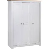 vidaXL Garde-robe 3 portes Blanc 118x50x171,5cm Pin Assortiment Panama