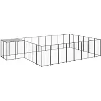 vidaXL Chenil noir 15,73 m² Acier