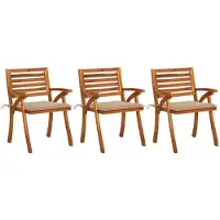 vidaXL Chaises de jardin avec coussins 3 pcs. Bois massif acacia