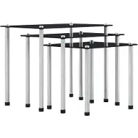 vidaXL Tables gigognes 3 pcs Noir Verre trempé