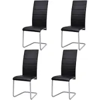 vidaXL Chaise cantilever 4 pièces noir similicuir