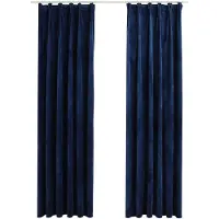 vidaXL Rideaux occultants et crochet 2pcs Velours Bleu foncé 140x225cm