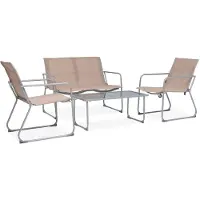 vidaXL Ensemble salon de jardin 4 pièces tissu et acier taupe