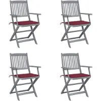vidaXL Chaises de jardin pliantes 4 pièces avec coussin en bois massif d'acacia