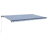 vidaXL Store manuel rétractable 500x350 cm bleu et blanc