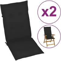 vidaXL Coussins de chaise de jardin à dossier haut lot de 2 noir tissu