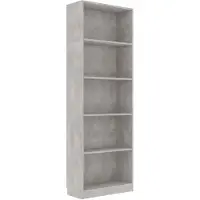 vidaXL Bibliothèque à 5 niveaux Gris béton 60x24x175cm Bois ingénierie