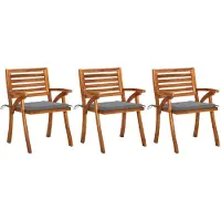 vidaXL Chaises de jardin avec coussins 3 pcs. Bois massif acacia