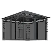 vidaXL Pavillon avec moustiquaire & guirlande lumineuse LED 3x3x2,73m Anthracite