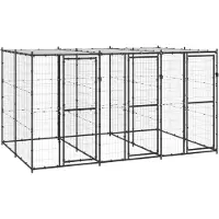 vidaXL Chenil extérieur Acier avec toit 7,26 m²