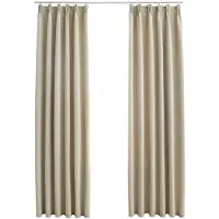 vidaXL Rideaux occultants avec crochets 2 pcs Beige 140x245 cm