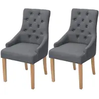 vidaXL Chaise de salle à manger 2 pcs. Tissu gris foncé