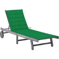 vidaXL Chaise longue avec support Gris acacia bois massif