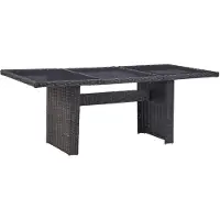 vidaXL Table de jardin noire 200x100x74 cm verre et poly rotin