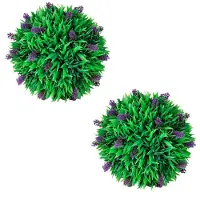 vidaXL Ensemble de 2 boules de buis artificiel avec lavande 30 cm
