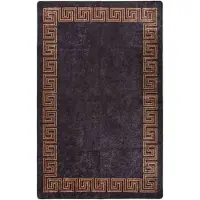 vidaXL Tapis lavable antidérapant 160x230 cm noir et doré