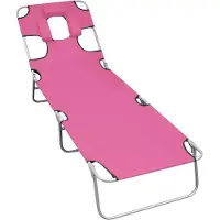 vidaXL Bain de soleil pliable avec coussin Acier Magento Rose