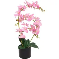 vidaXL Plante artificielle avec pot Orchidée 65 cm Rose