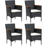 vidaXL Chaises de jardin 4 pcs. Poly rotin noir