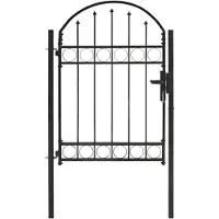 vidaXL Portail de clôture avec partie supérieure arquée en acier 104 x 125 cm Noir