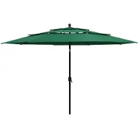vidaXL Parasol avec mât en aluminium 3 couches vert 3,5 m