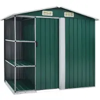 vidaXL Abri de jardin avec étagère vert 205x130x183 cm fer