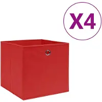 vidaXL Boîtes de rangement 4 pcs. Non tissé 28x28x28 cm rouge