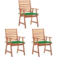 vidaXL Chaises de jardin 3 pièces avec coussins en bois massif d'acacia